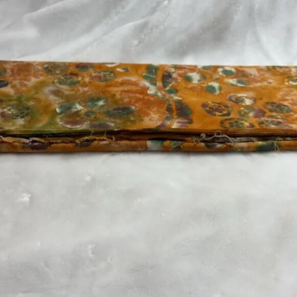 Vibrant Orange and Green Patterned Batik Fabric - Picture 4 of 6